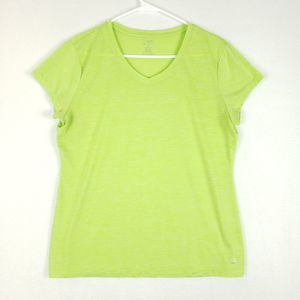 Vogo Athletica Shirt Womens XL Green V Neck Short Sleeve Gym Workout Casual